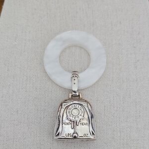 Web Silver Company Sterling Baby Rattle/Birth Record/Teething Ring